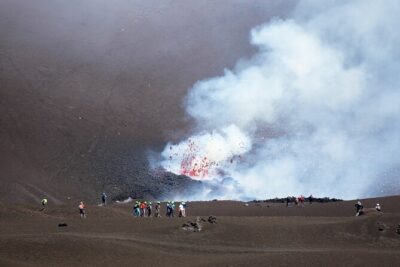 Trekking to the summit craters at 3,340 meters