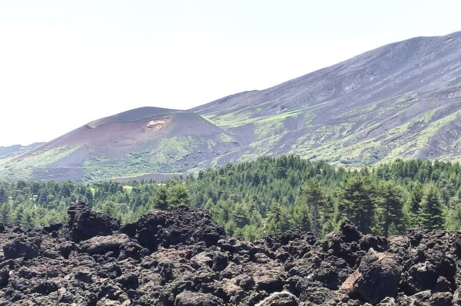 Etna walking tour, visit of a lava tunnel, Arancino tasting - Craters, lava flows, and the volcanic terrain