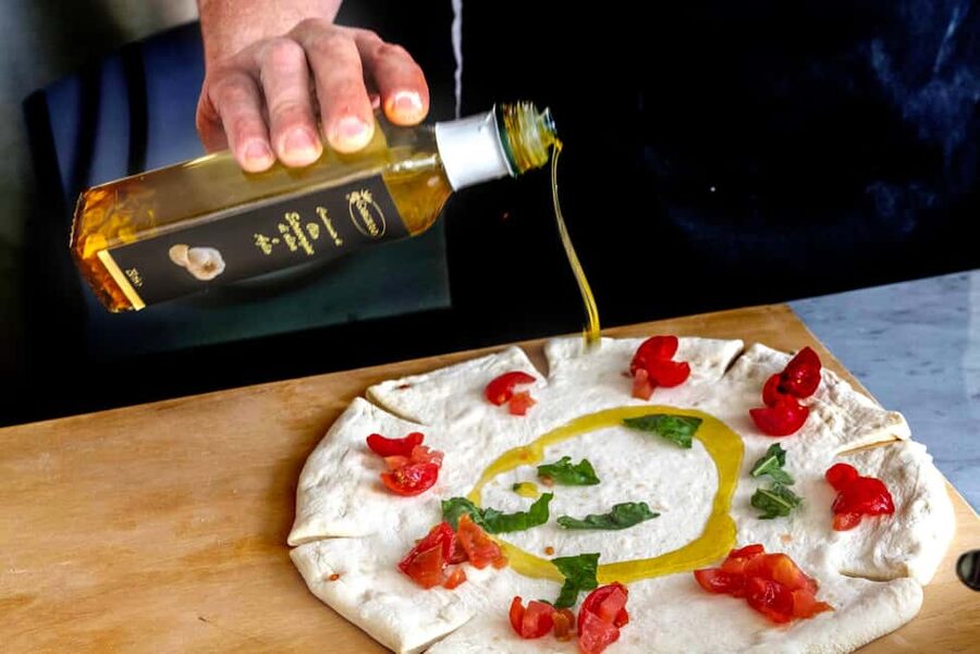From Sorrento: Pizza-Making Class w/ View of Mount Vesuvius - Eating pizza with Mount Vesuvius in view