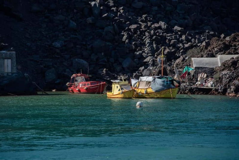 From Thera: Thirasia Cruise w/ Volcano Hike and Hot Springs - Palea Kameni and the hot springs stop