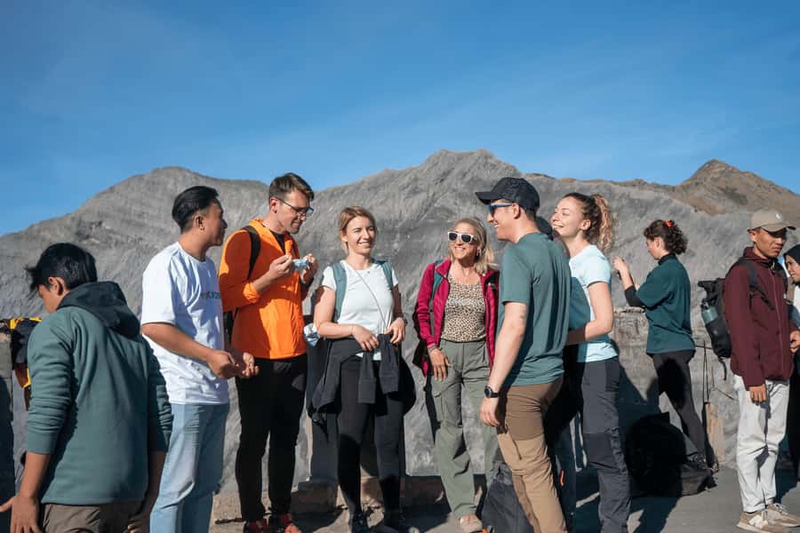 From Yogyakarta or Bali: 3-Day Bromo & Ijen Volcano Trip - Bromo at sunrise, with sand, Jeeps, and crowds