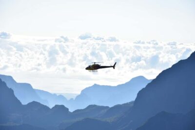 Helicopter flight over Reunion’s volcanoes and cirques from St Pierre