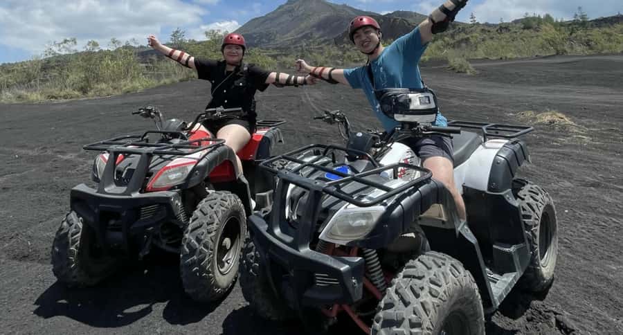 Mount Batur: ATV Quad Bike Black Lava & Sand Adventure - Picking between black sand and pine forest
