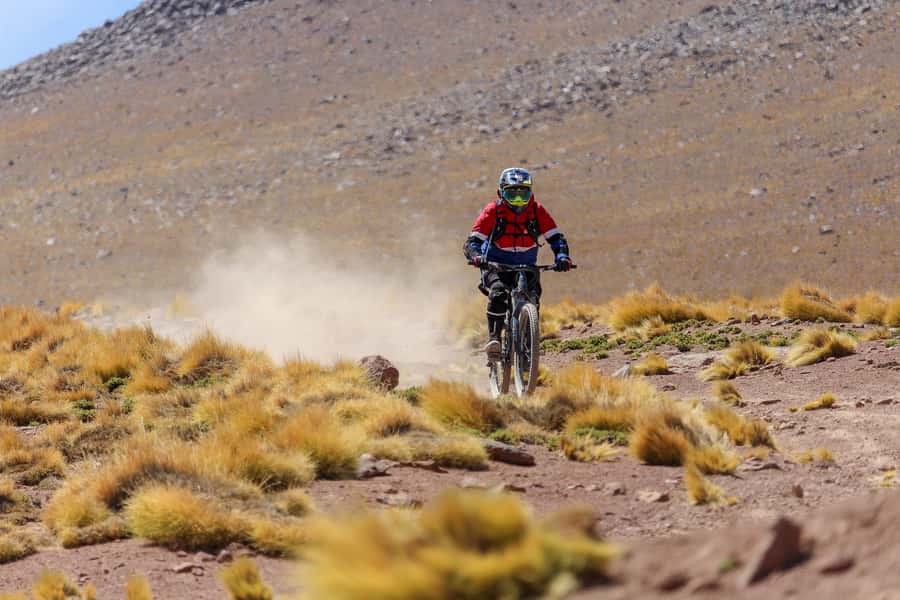 San Pedro de Atacama: Volcano Downhill Bike Tour - The Licancabur viewpoint and warm-up stop