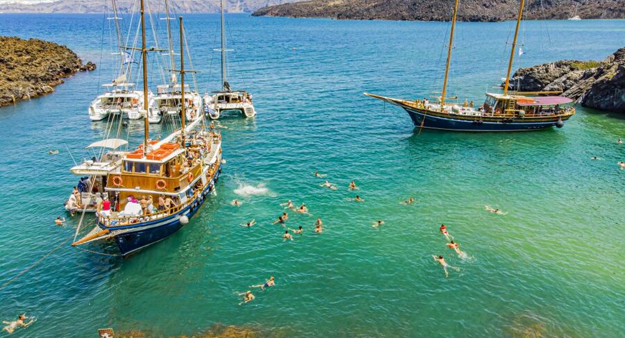 Santorini 2-Day Combo: Volcano Boat Cruise & Island Bus Tour - Thirassia: a slower island stop