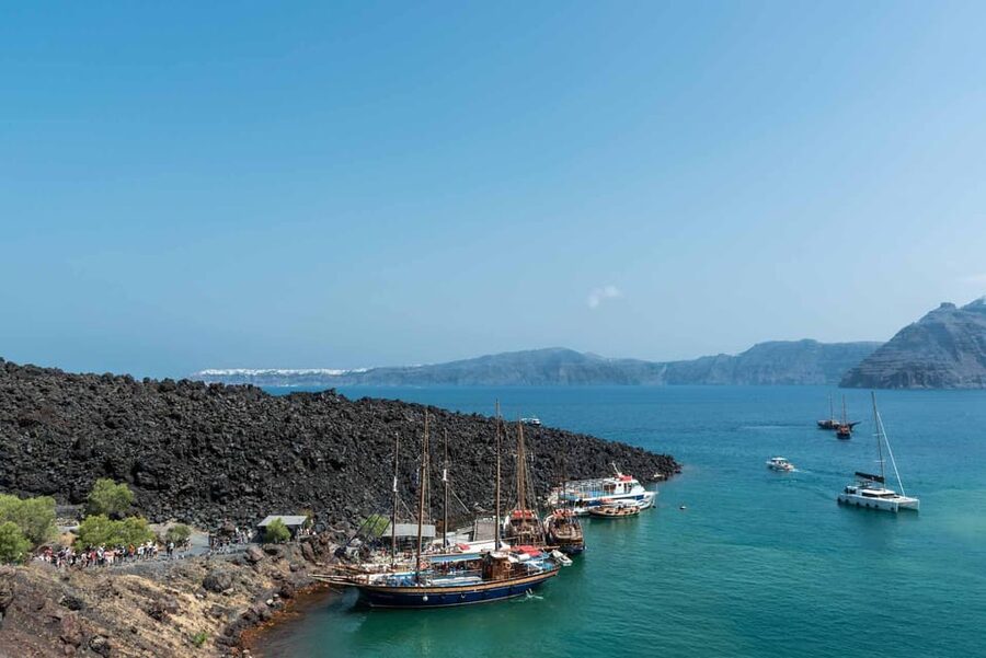 Santorini Port: Cruise to Volcano, Hot Springs & Thirassia - Swimming to the Palea Kameni hot springs