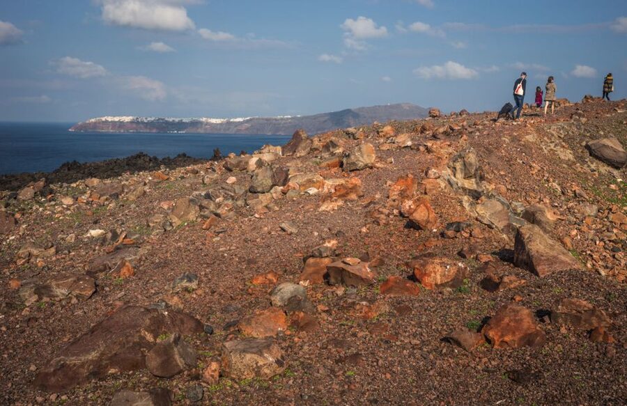 Santorini: Thirassia Islands and Volcano Guided Cruise - Seeing Oia from the water