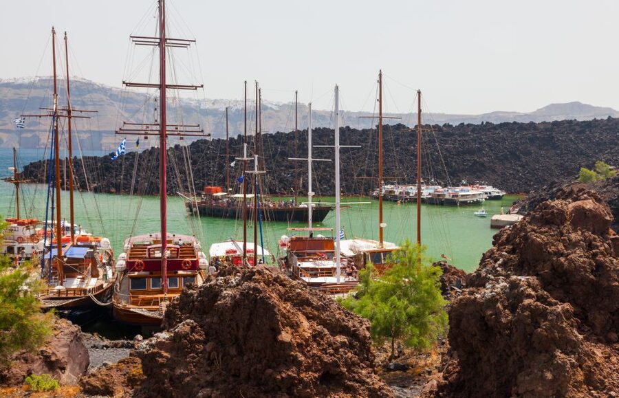 Santorini: Thirassia Islands and Volcano Guided Cruise - Pickup, transfer, and the ride to Athinios Port