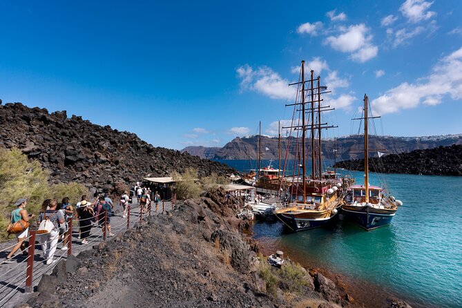 Santorini - Volcano and Hot springs Boat Trip with Bus Transfer - Walking the smoking craters at Nea Kameni