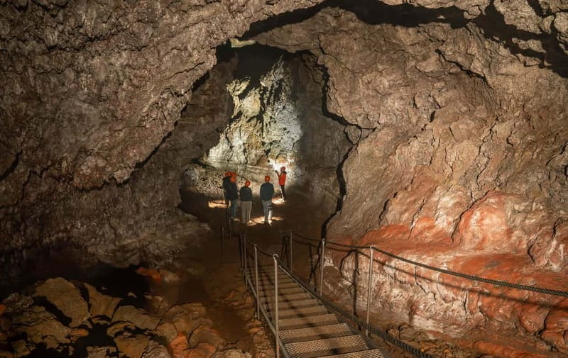 Snæfellsnes: Vatnshellir Lava Cave Tour - Descending the two spiral staircases